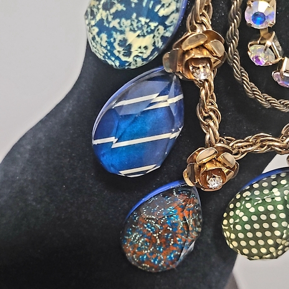 BJ Blue Lucite Tear Drop Necklace - Picture 2 of 4